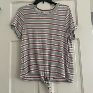 Striped Front Knot Top